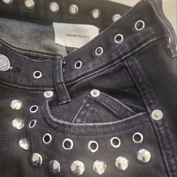 Current/Elliott High Waist 7 Pocket Studded Stiletto Luminary Skinny Jeans Sz 26 - Picture 6 of 14